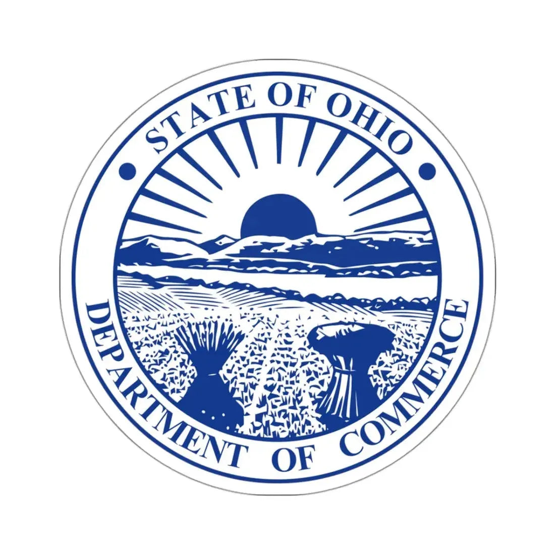Seal of the Ohio Department of Commerce - STICKER Vinyl Kiss-Cut Decal 3 Inch White - The Sticker Space