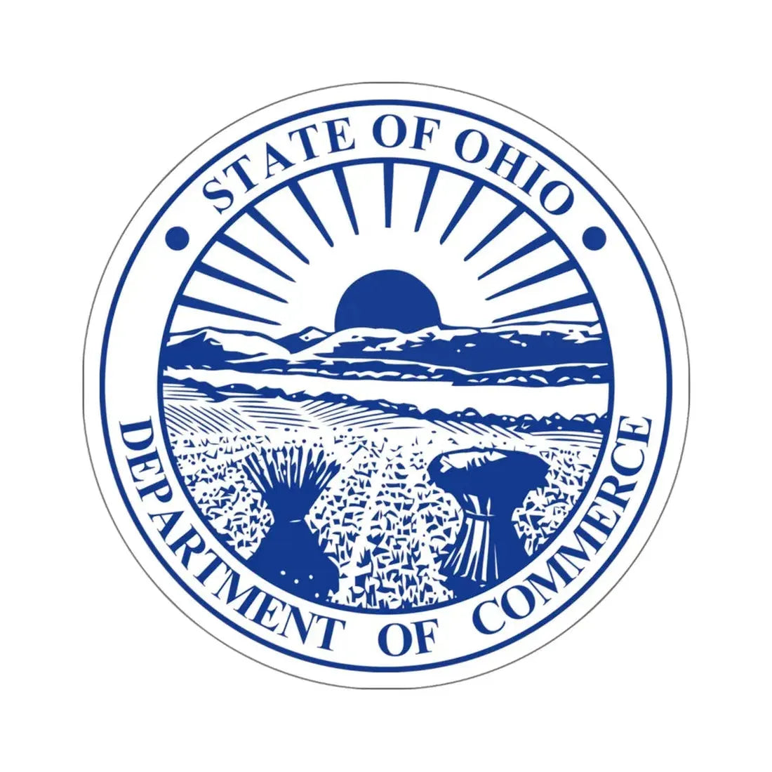 Seal of the Ohio Department of Commerce - STICKER Vinyl Kiss-Cut Decal 6 Inch White - The Sticker Space