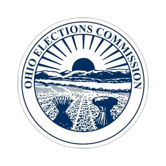 Seal of the Ohio Elections Commission - STICKER Vinyl Kiss-Cut Decal 2 Inch White - The Sticker Space