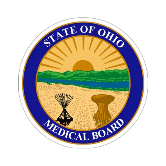 Seal of the Ohio Medical Board - STICKER Vinyl Kiss-Cut Decal 2 Inch White - The Sticker Space