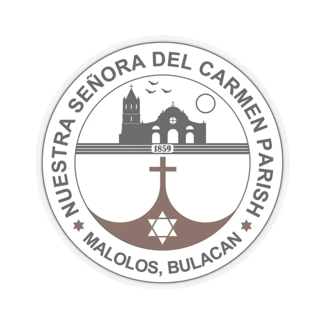 Seal of the Parish of Our Lady of Mount Carmel - STICKER Vinyl Kiss-Cut Decal 3 Inch Transparent - The Sticker Space