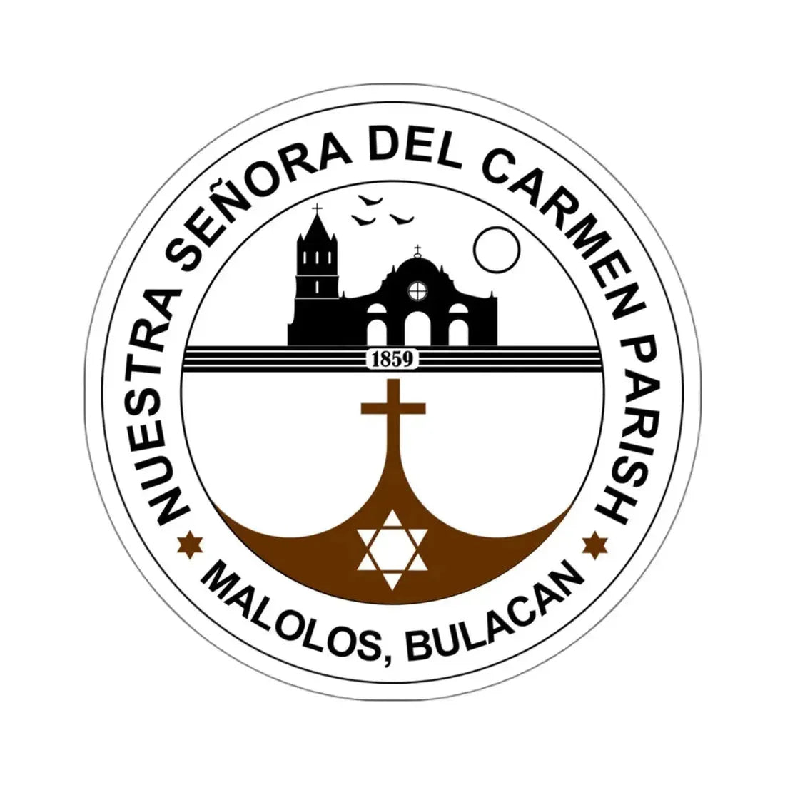 Seal of the Parish of Our Lady of Mount Carmel - STICKER Vinyl Kiss-Cut Decal 4 Inch White - The Sticker Space