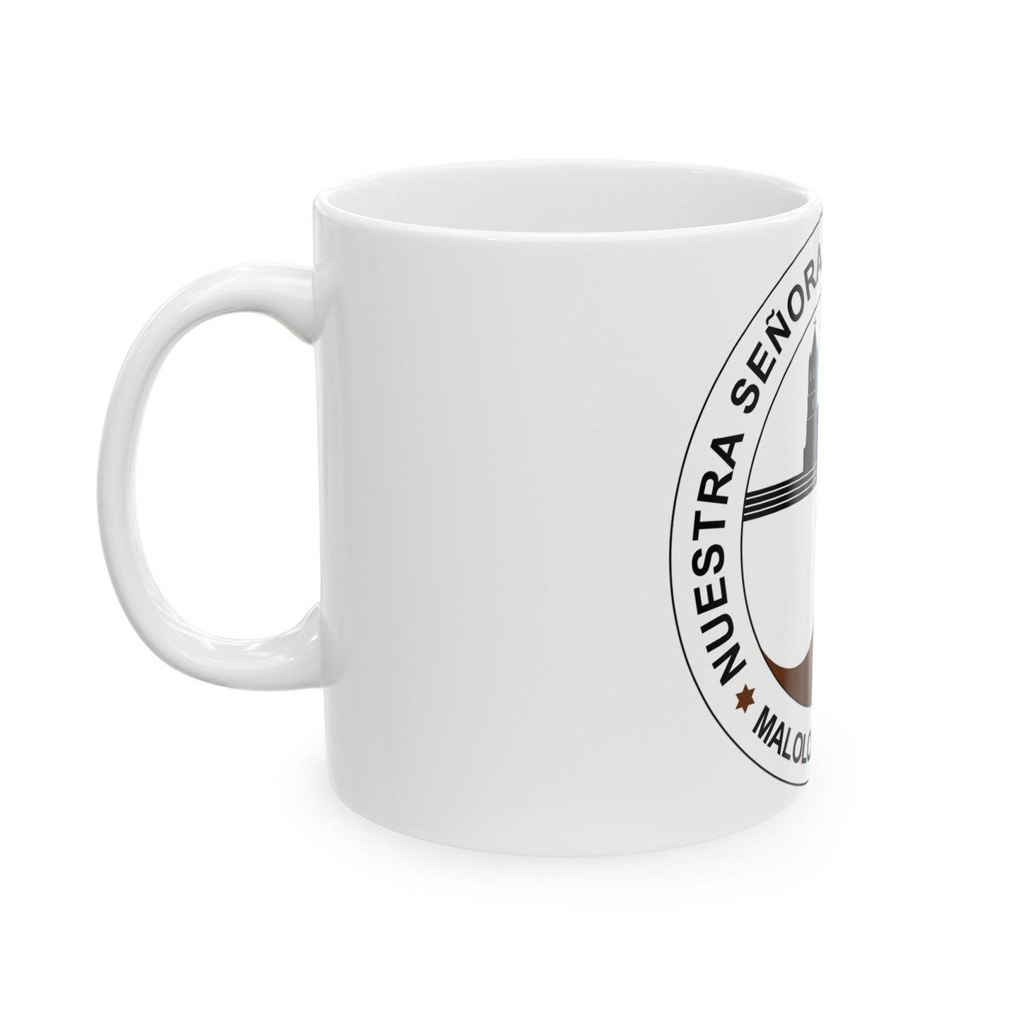 Seal of the Parish of Our Lady of Mount Carmel - White Coffee Mug-The Sticker Space