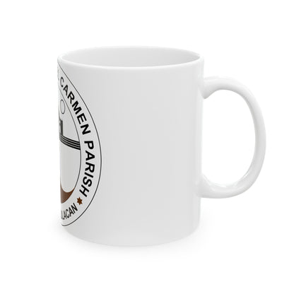 Seal of the Parish of Our Lady of Mount Carmel - White Coffee Mug-The Sticker Space