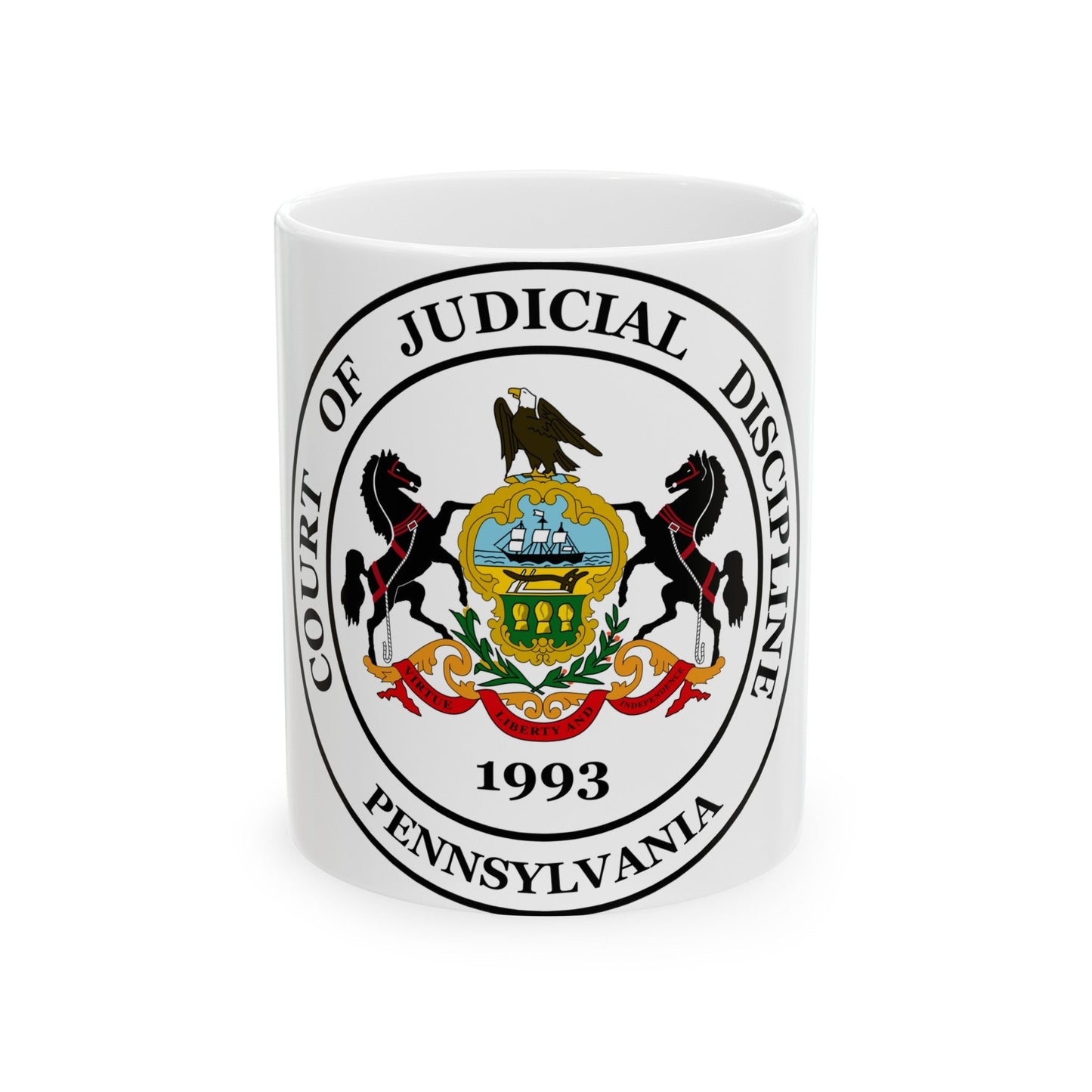 Seal of the Pennsylvania Court of Judicial Discipline - White Coffee Mug-11oz-The Sticker Space