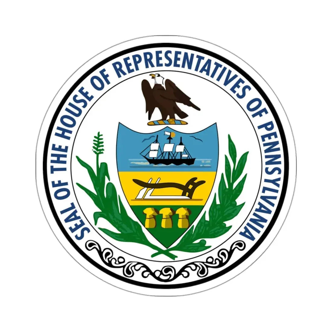 Seal of the Pennsylvania House of Representatives - STICKER Vinyl Kiss-Cut Decal 3 Inch White - The Sticker Space