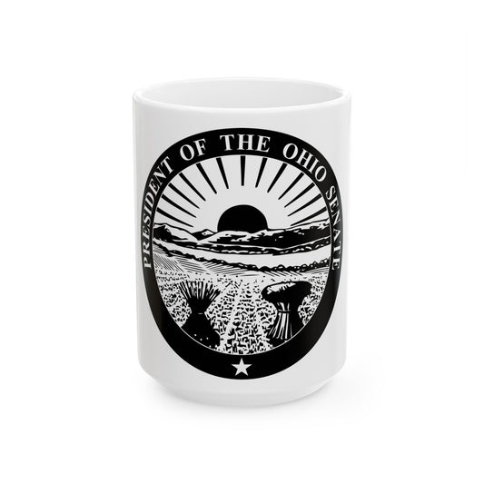 Seal of the President of the Ohio Senate - White Coffee Mug-15oz-The Sticker Space