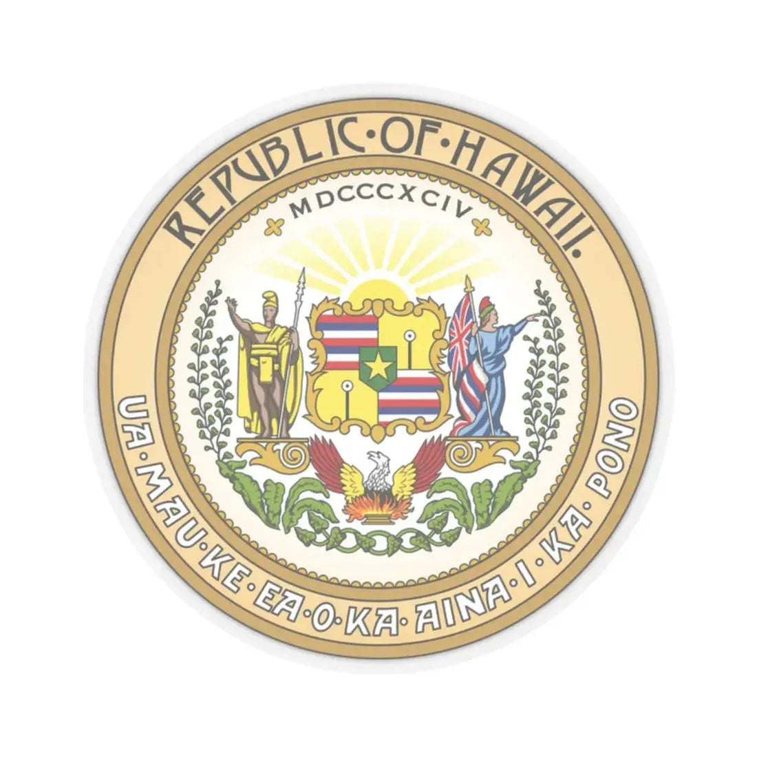 Seal of the Republic of Hawaii - STICKER Vinyl Kiss-Cut Decal 2 Inch Transparent - The Sticker Space