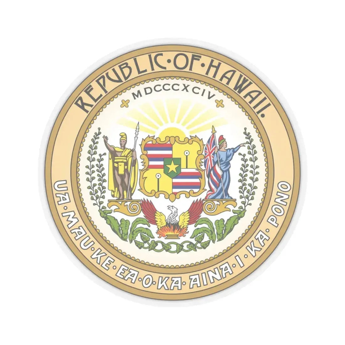 Seal of the Republic of Hawaii - STICKER Vinyl Kiss-Cut Decal 3 Inch Transparent - The Sticker Space