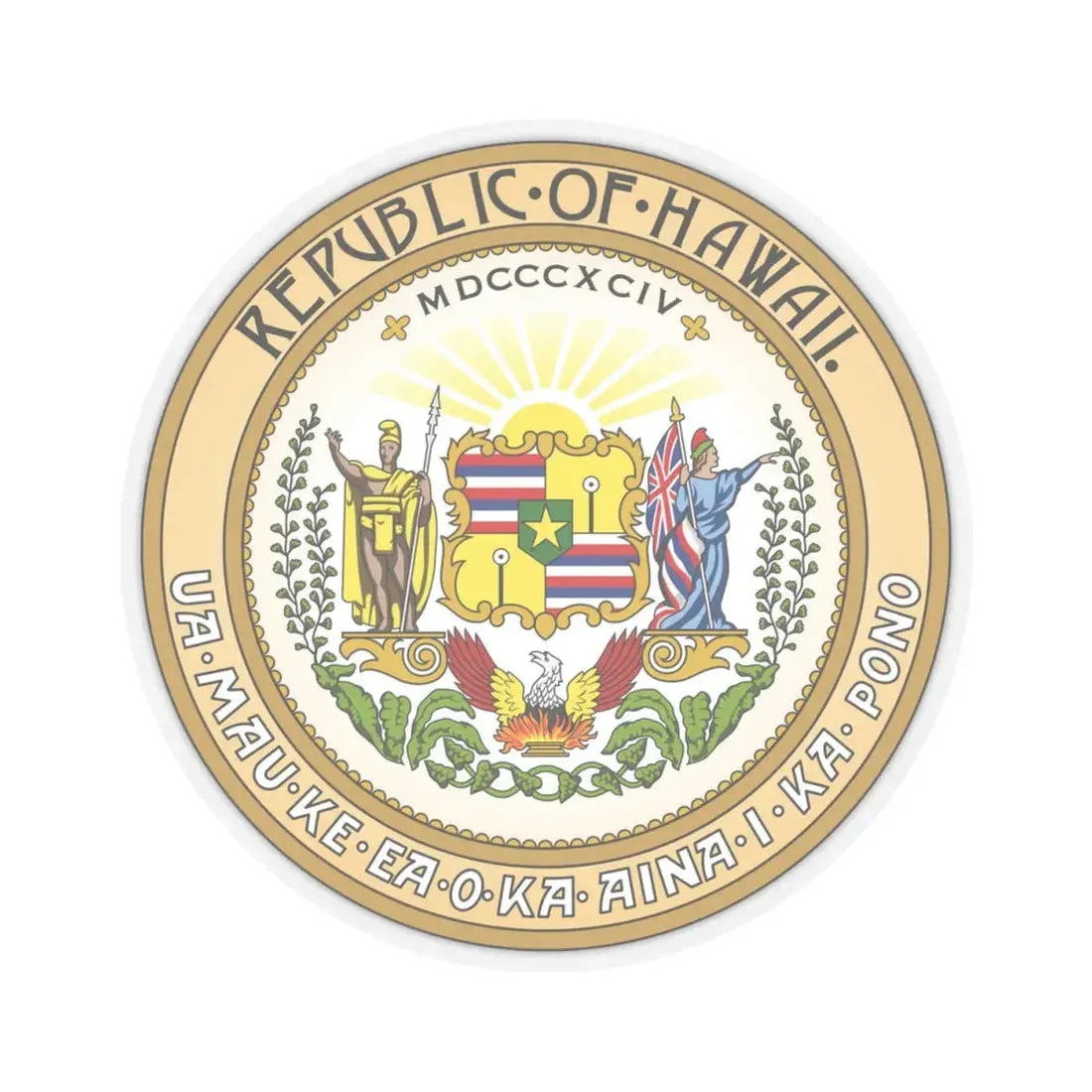 Seal of the Republic of Hawaii - STICKER Vinyl Kiss-Cut Decal 4 Inch Transparent - The Sticker Space