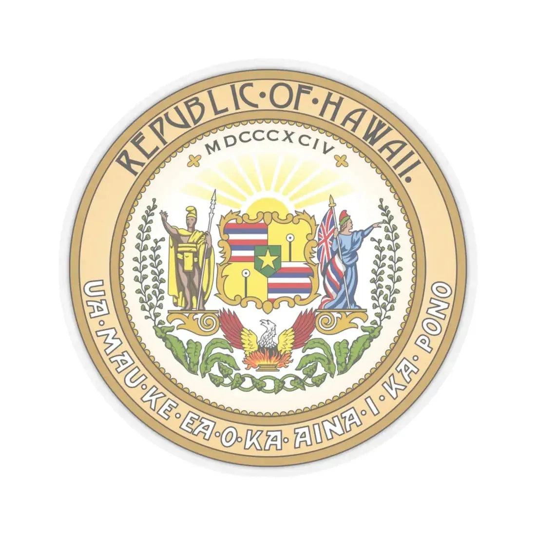 Seal of the Republic of Hawaii - STICKER Vinyl Kiss-Cut Decal 6 Inch Transparent - The Sticker Space