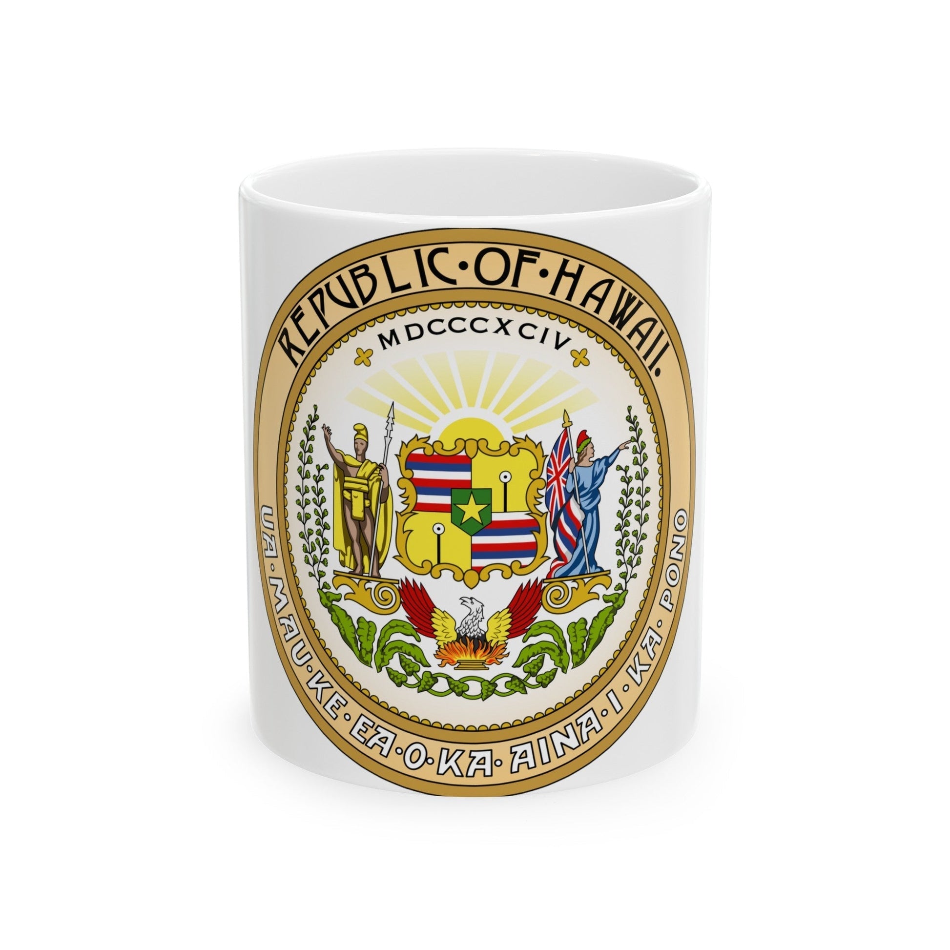 Seal of the Republic of Hawaii - White Coffee Mug-11oz-The Sticker Space