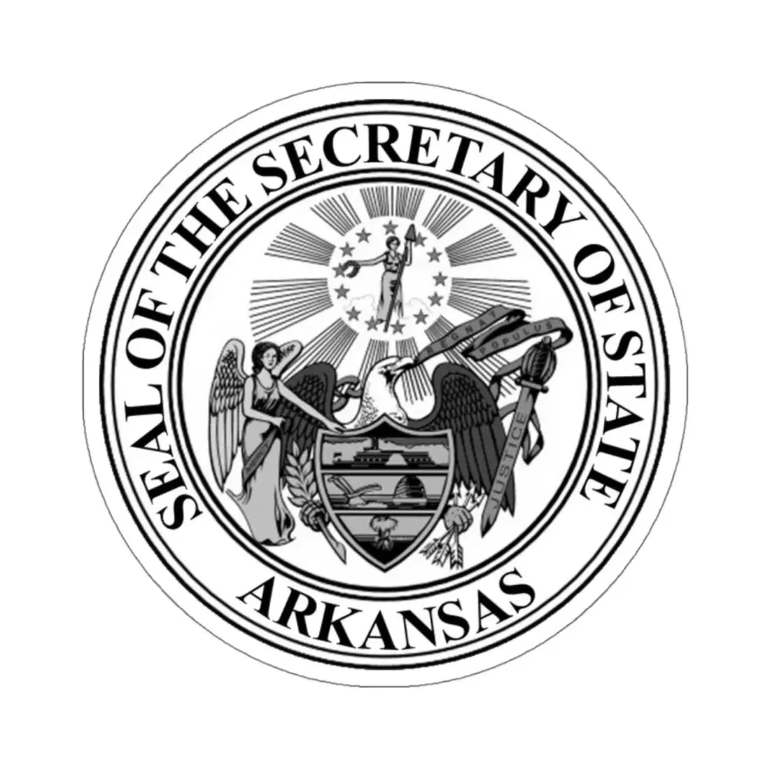 Seal of the Secretary of State of Arkansas - STICKER Vinyl Kiss-Cut Decal 4 Inch White - The Sticker Space