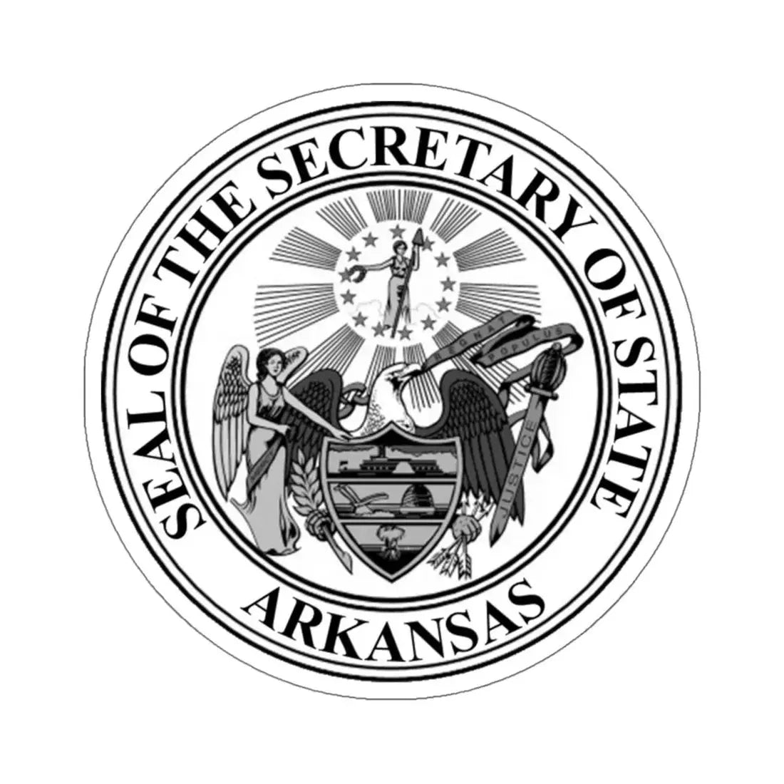 Seal of the Secretary of State of Arkansas - STICKER Vinyl Kiss-Cut Decal 6 Inch White - The Sticker Space