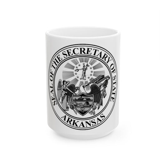 Seal of the Secretary of State of Arkansas - White Coffee Mug-15oz-The Sticker Space