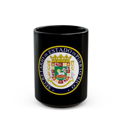 Seal of the Secretary of State of Puerto Rico - Black Coffee Mug-15oz-The Sticker Space