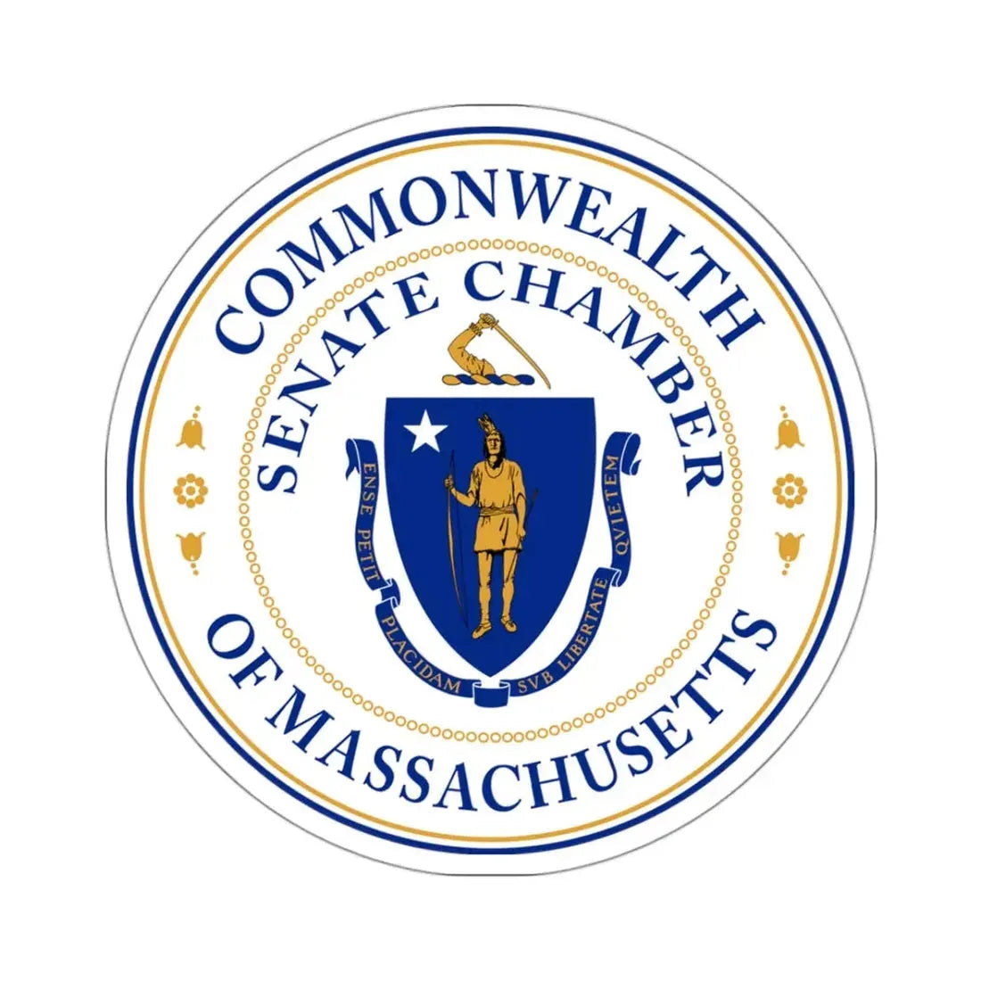 Seal of the Senate of Massachusetts - STICKER Vinyl Kiss-Cut Decal 3 Inch White - The Sticker Space