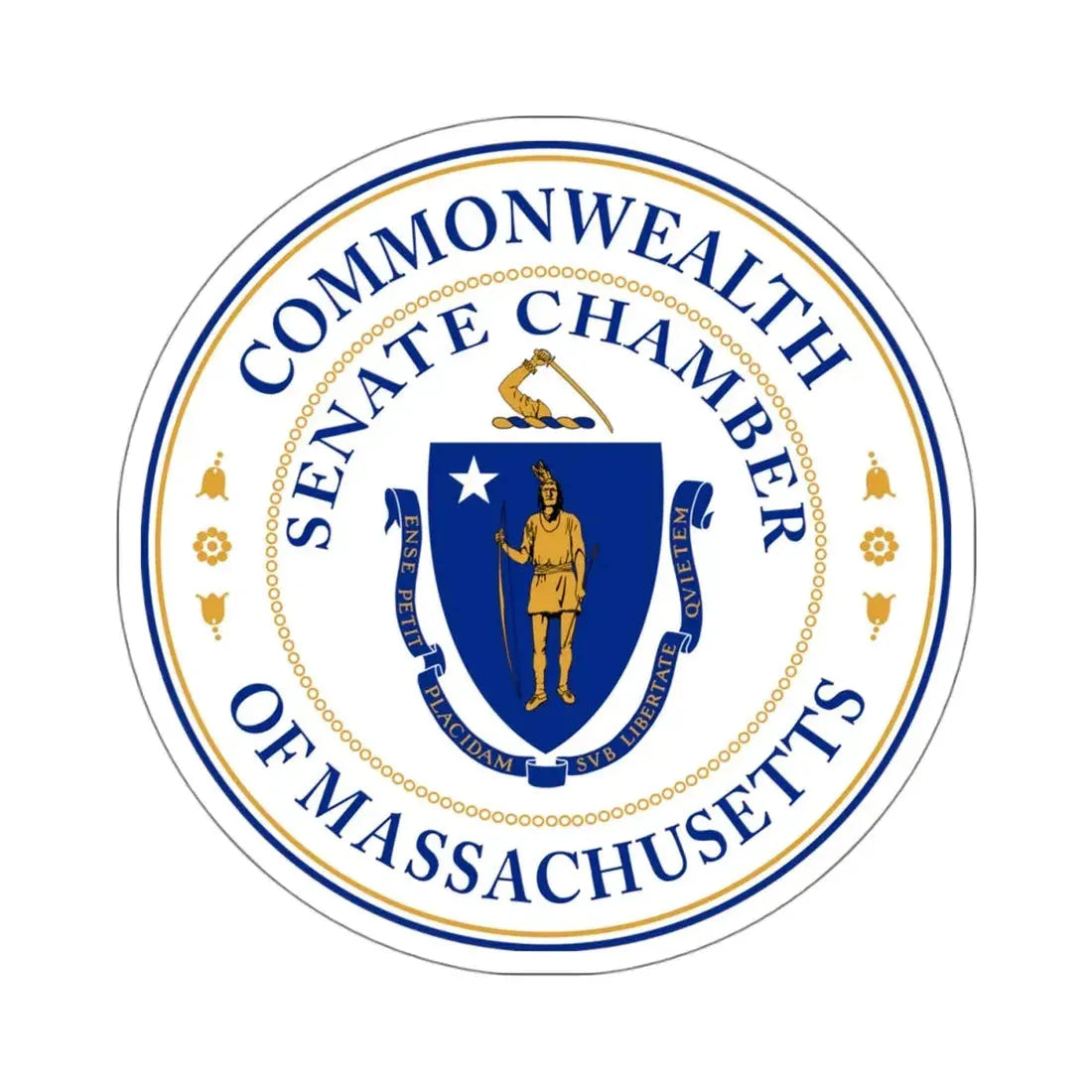 Seal of the Senate of Massachusetts - STICKER Vinyl Kiss-Cut Decal 4 Inch White - The Sticker Space