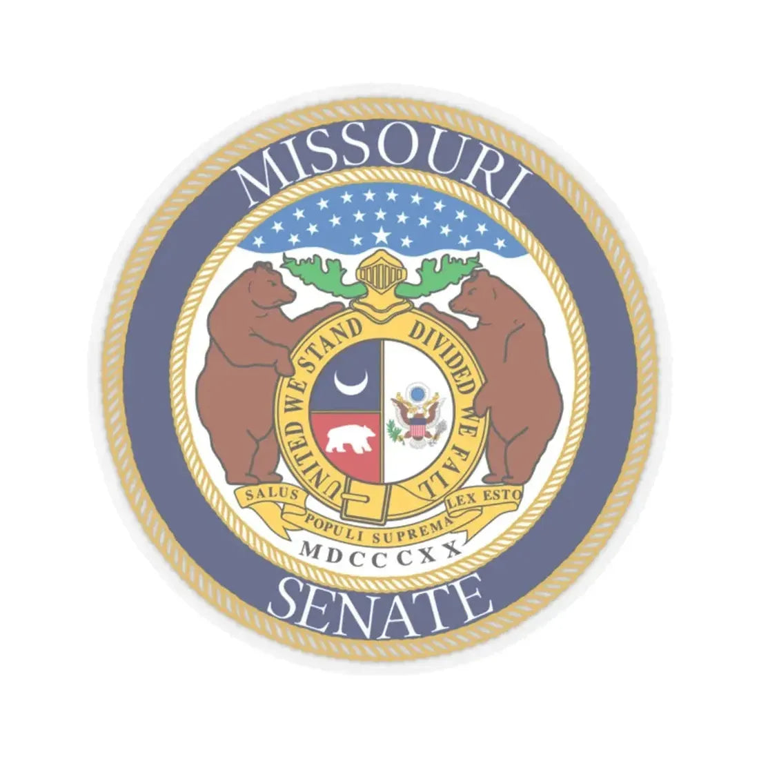 Seal of the Senate of Missouri - STICKER Vinyl Kiss-Cut Decal 2 Inch Transparent - The Sticker Space
