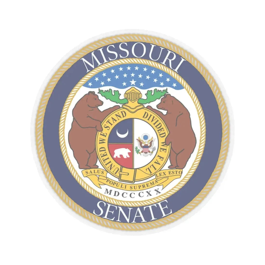 Seal of the Senate of Missouri - STICKER Vinyl Kiss-Cut Decal 4 Inch Transparent - The Sticker Space