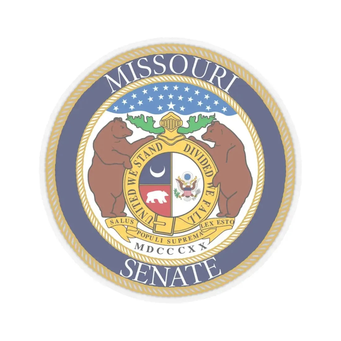 Seal of the Senate of Missouri - STICKER Vinyl Kiss-Cut Decal 6 Inch Transparent - The Sticker Space