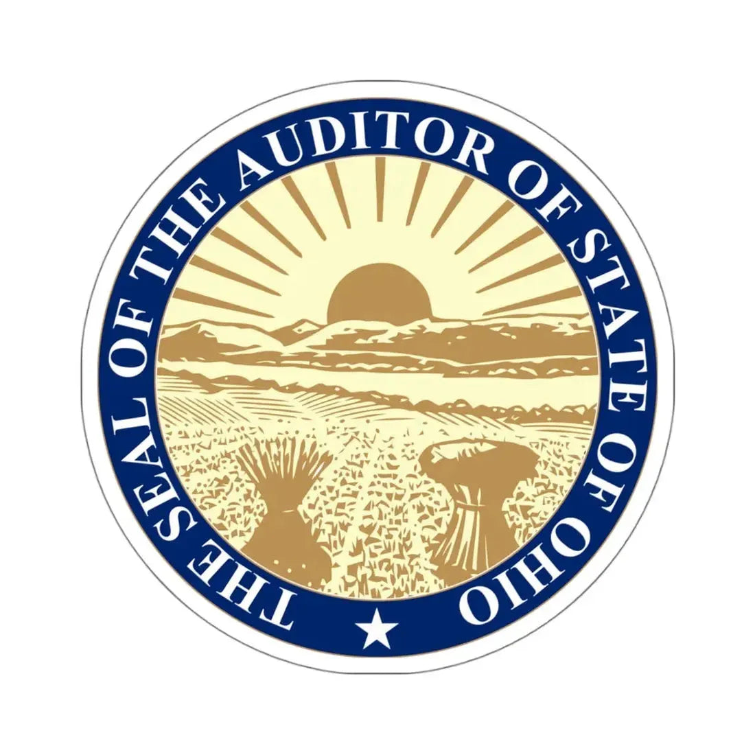 Seal of the State Auditor of Ohio - STICKER Vinyl Kiss-Cut Decal 4 Inch White - The Sticker Space