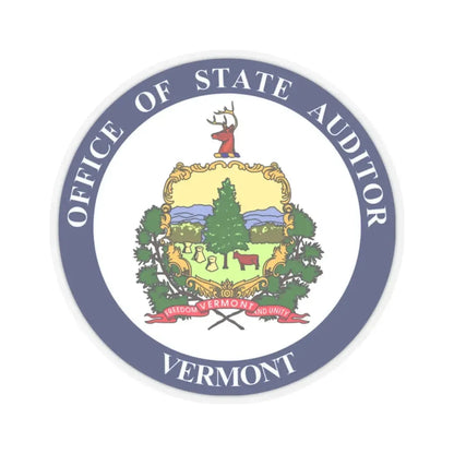 Seal of the State Auditor of Vermont - STICKER Vinyl Kiss-Cut Decal 2 Inch Transparent - The Sticker Space