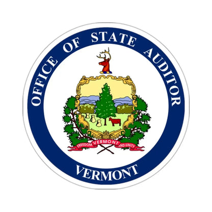 Seal of the State Auditor of Vermont - STICKER Vinyl Kiss-Cut Decal 2 Inch White - The Sticker Space