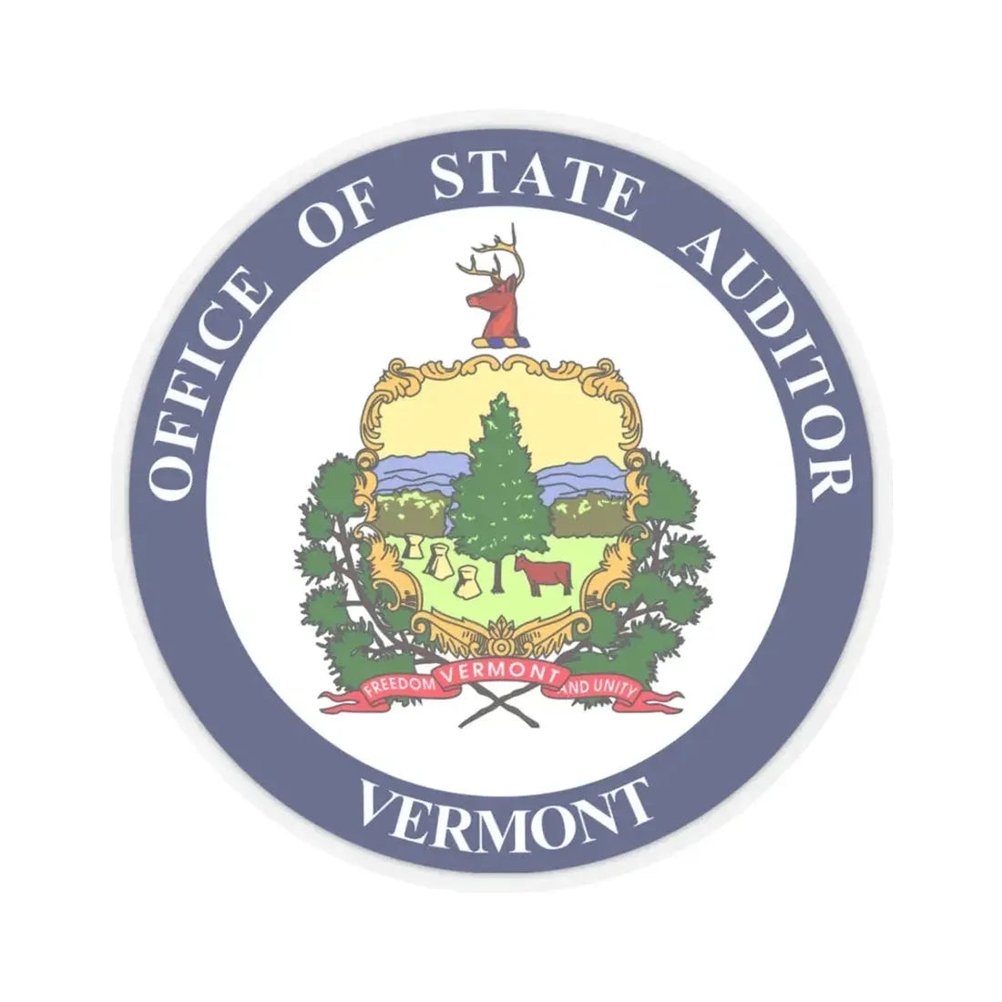 Seal of the State Auditor of Vermont - STICKER Vinyl Kiss-Cut Decal 3 Inch Transparent - The Sticker Space