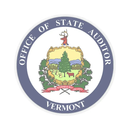Seal of the State Auditor of Vermont - STICKER Vinyl Kiss-Cut Decal 3 Inch Transparent - The Sticker Space