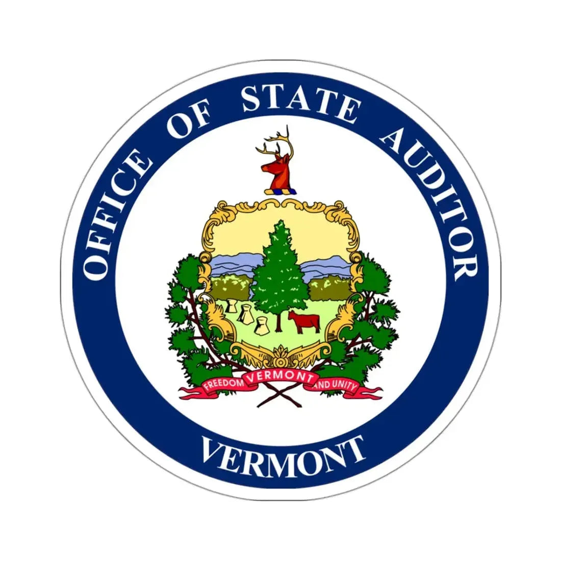 Seal of the State Auditor of Vermont - STICKER Vinyl Kiss-Cut Decal 3 Inch White - The Sticker Space