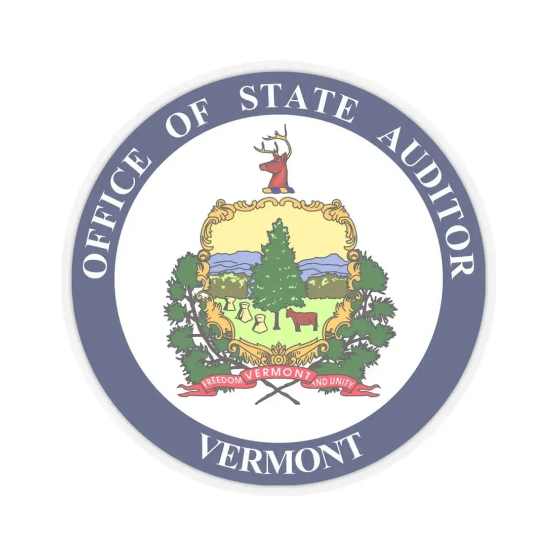 Seal of the State Auditor of Vermont - STICKER Vinyl Kiss-Cut Decal 4 Inch Transparent - The Sticker Space