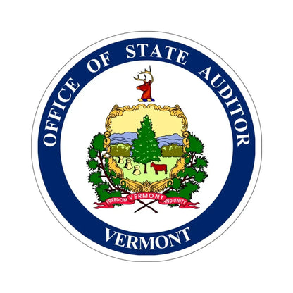 Seal of the State Auditor of Vermont - STICKER Vinyl Kiss-Cut Decal 6 Inch White - The Sticker Space