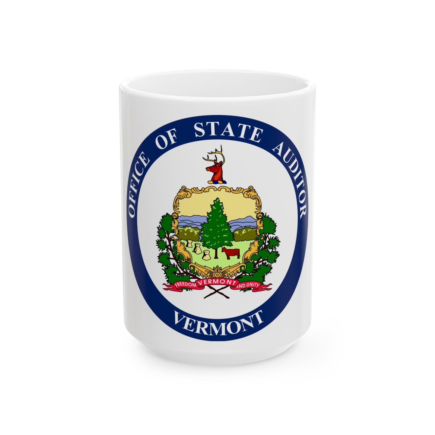 Seal of the State Auditor of Vermont - White Coffee Mug-15oz-The Sticker Space