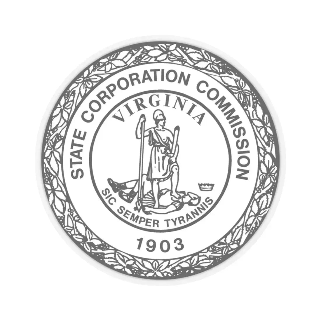 Seal of the State Corporation Commission of Virginia - STICKER Vinyl Kiss-Cut Decal 3 Inch Transparent - The Sticker Space