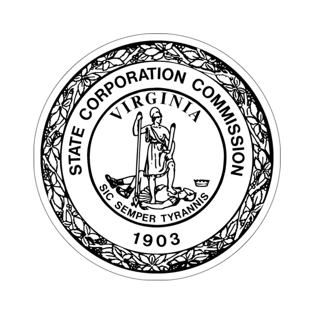 Seal of the State Corporation Commission of Virginia - STICKER Vinyl Kiss-Cut Decal 6 Inch White - The Sticker Space