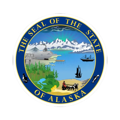 Seal of the State of Alaska (United States) STICKER Vinyl Kiss-Cut Decal 2 Inch White - The Sticker Space