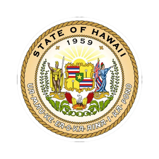 Seal of the State of Hawaii (United States) STICKER Vinyl Kiss-Cut Decal 2 Inch White - The Sticker Space