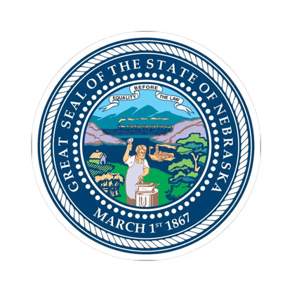 Seal of the State of Nebraska (United States) STICKER Vinyl Kiss-Cut Decal 3 Inch White - The Sticker Space