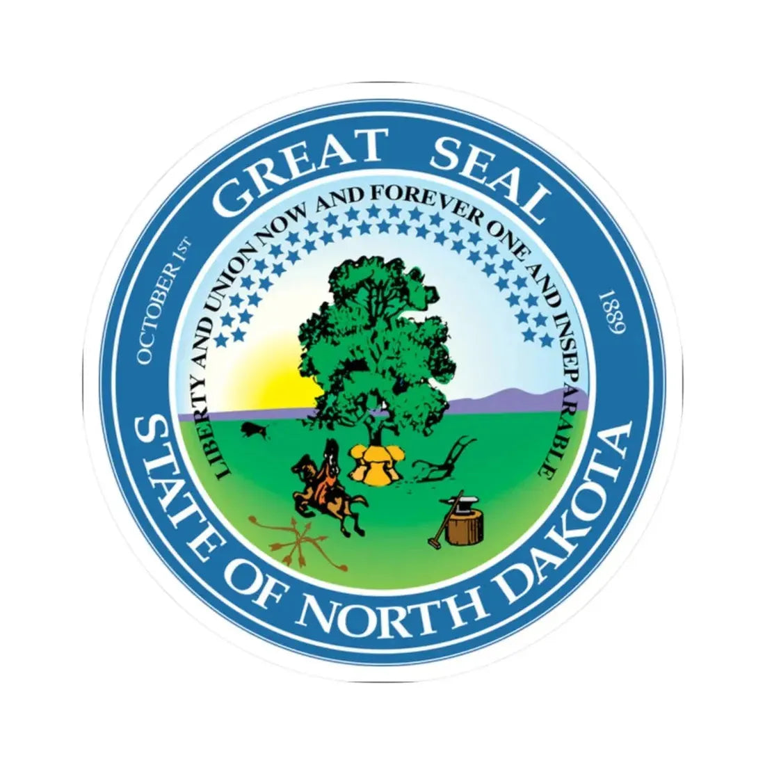 Seal of the State of North Dakota (United States) STICKER Vinyl Kiss-Cut Decal 2 Inch White - The Sticker Space