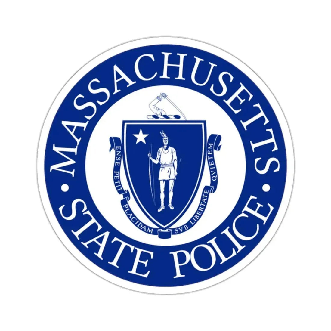 Seal of the State Police of Massachusetts - STICKER Vinyl Kiss-Cut Decal 2 Inch White - The Sticker Space