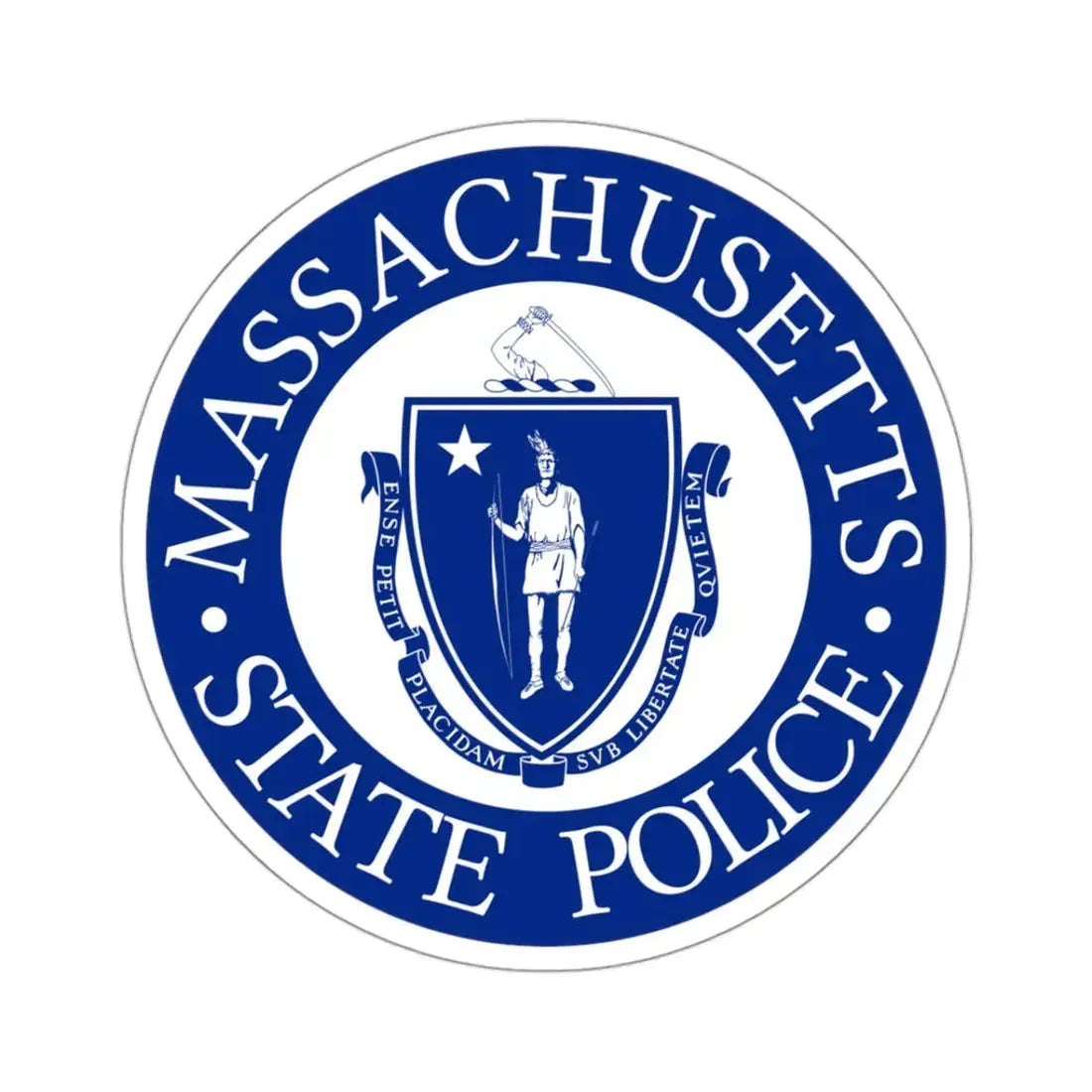 Seal of the State Police of Massachusetts - STICKER Vinyl Kiss-Cut Decal 3 Inch White - The Sticker Space