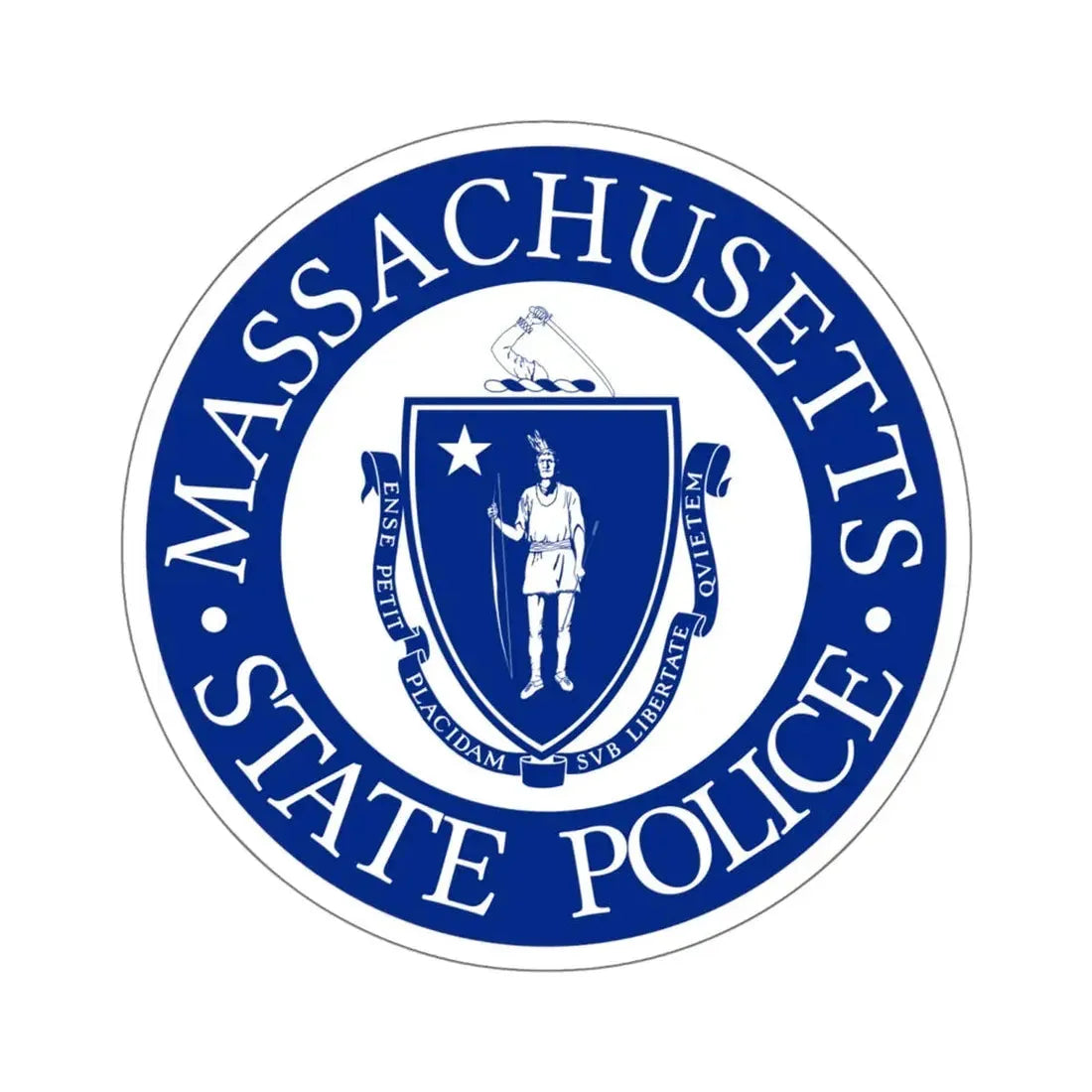 Seal of the State Police of Massachusetts - STICKER Vinyl Kiss-Cut Decal 6 Inch White - The Sticker Space