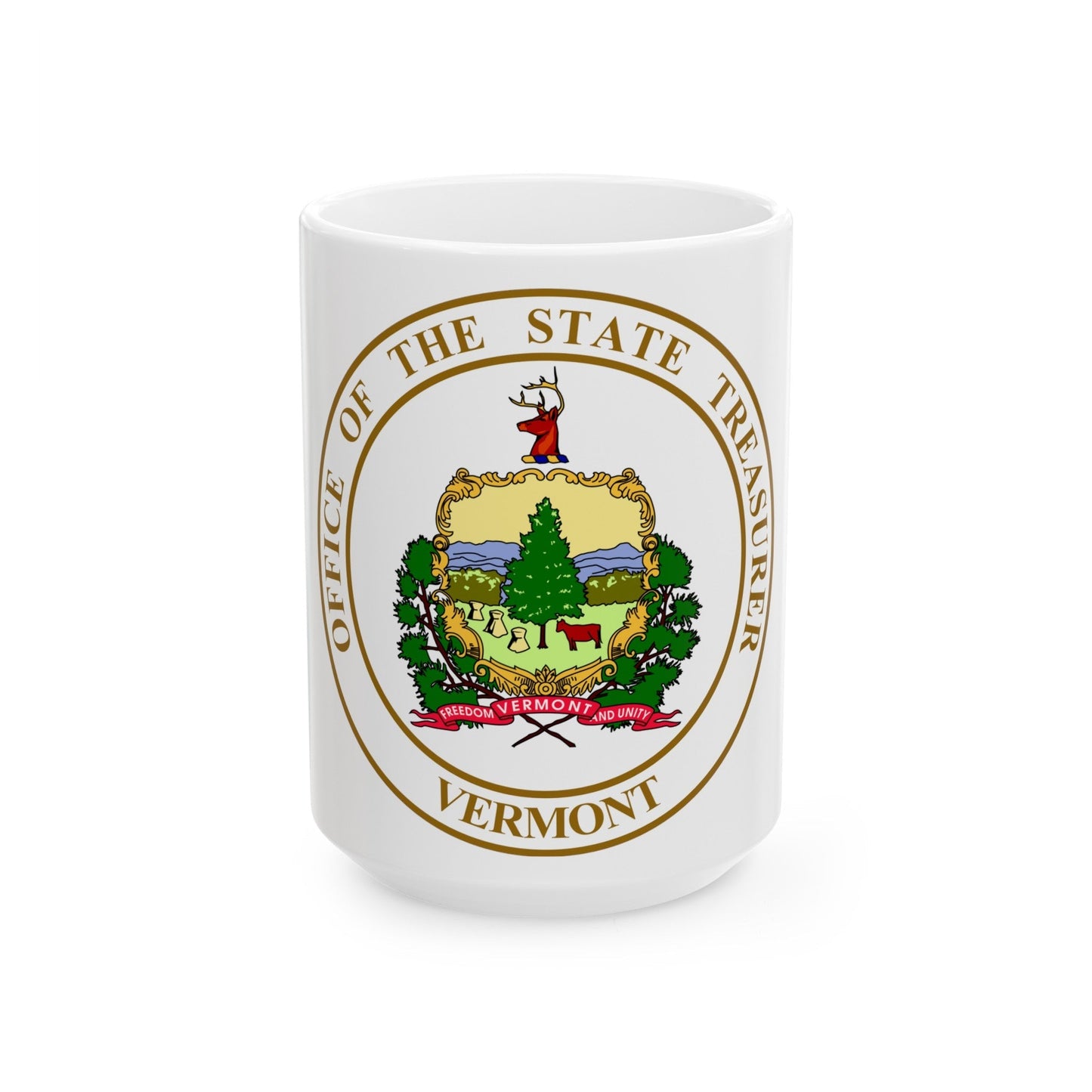 Seal of the State Treasurer of Vermont - White Coffee Mug-15oz-The Sticker Space