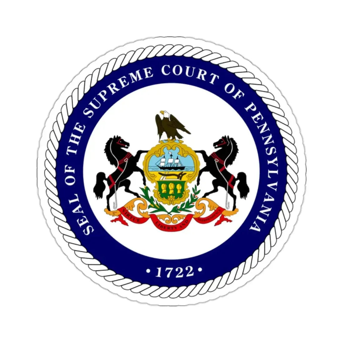 Seal of the Supreme Court of Pennsylvania v2 - STICKER Vinyl Kiss-Cut Decal 2 Inch White - The Sticker Space