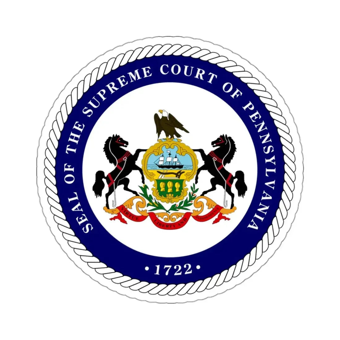 Seal of the Supreme Court of Pennsylvania v2 - STICKER Vinyl Kiss-Cut Decal 3 Inch White - The Sticker Space