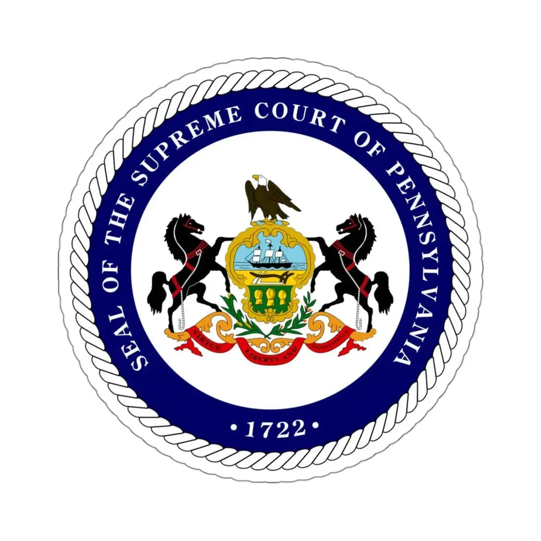 Seal of the Supreme Court of Pennsylvania v2 - STICKER Vinyl Kiss-Cut Decal 4 Inch White - The Sticker Space