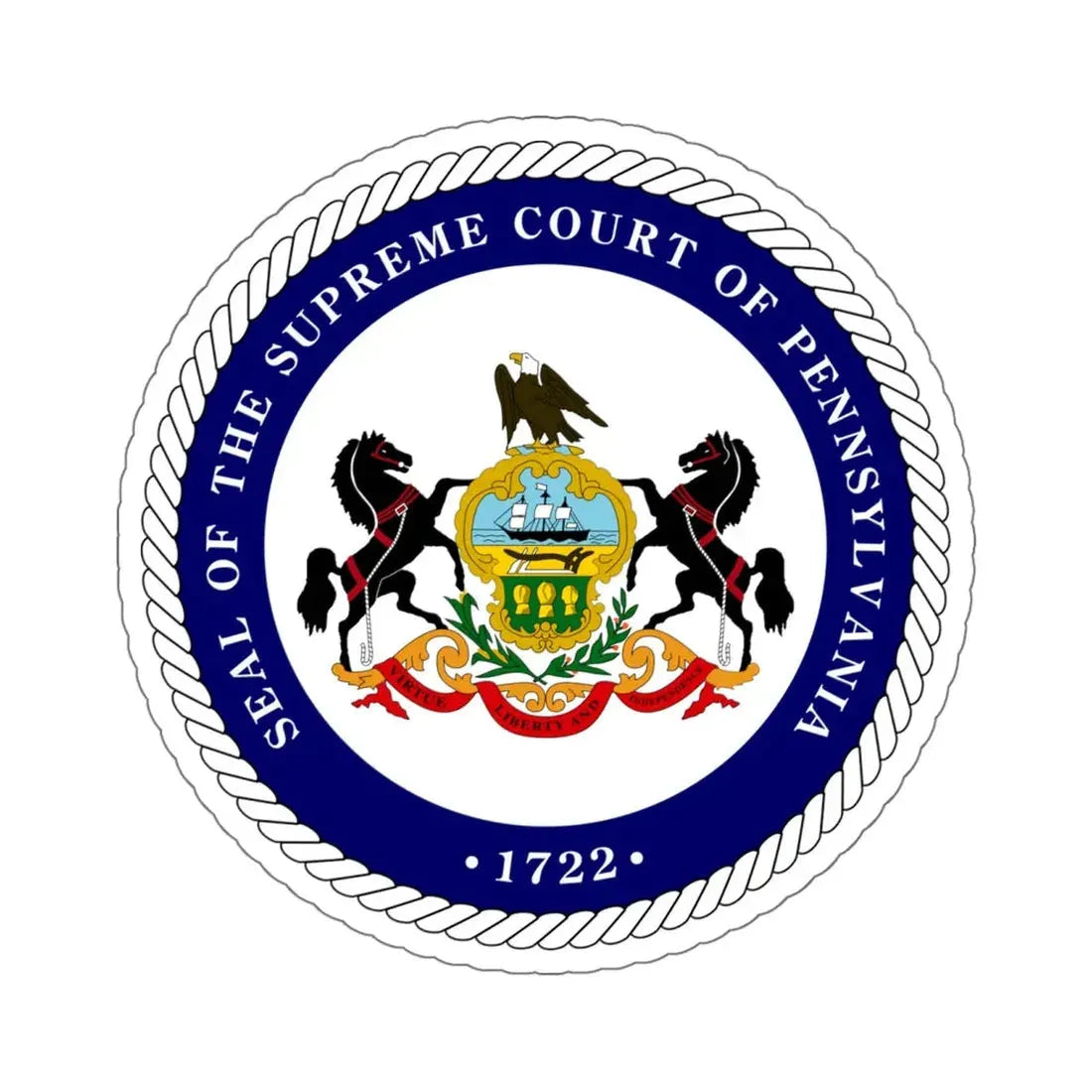 Seal of the Supreme Court of Pennsylvania v2 - STICKER Vinyl Kiss-Cut Decal 6 Inch White - The Sticker Space