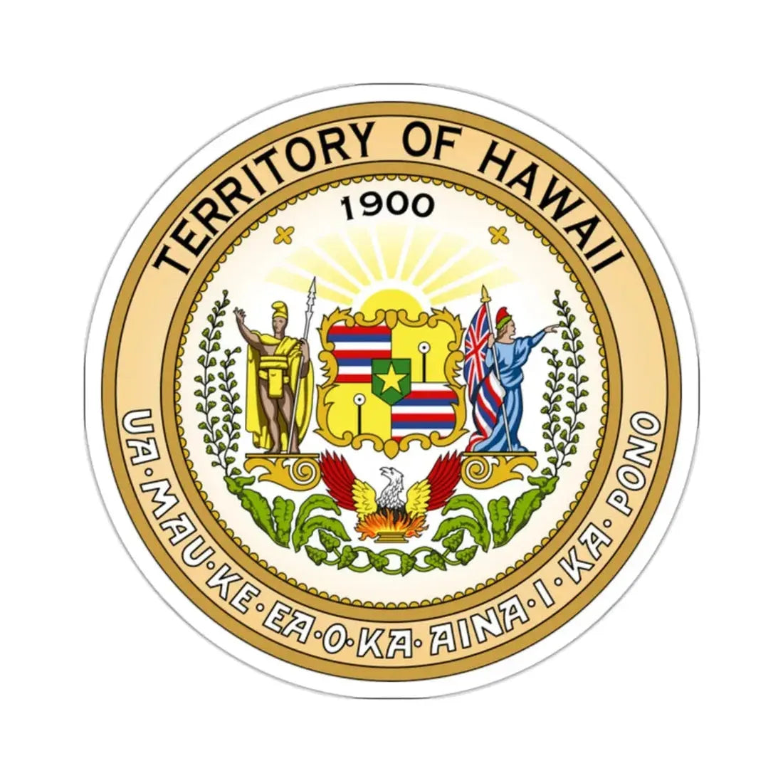 Seal of the Territory of Hawaii - STICKER Vinyl Kiss-Cut Decal 2 Inch White - The Sticker Space