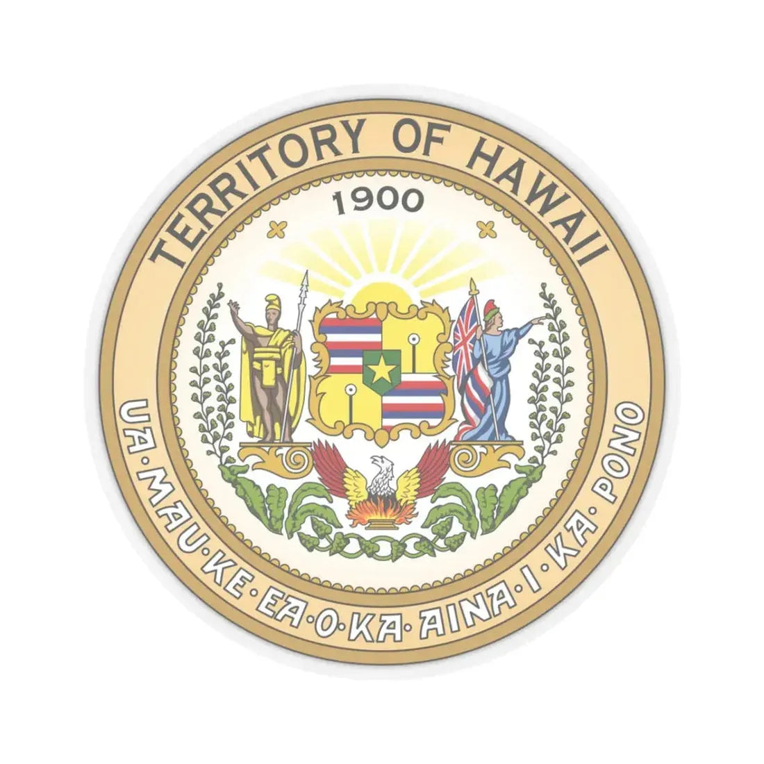 Seal of the Territory of Hawaii - STICKER Vinyl Kiss-Cut Decal 3 Inch Transparent - The Sticker Space